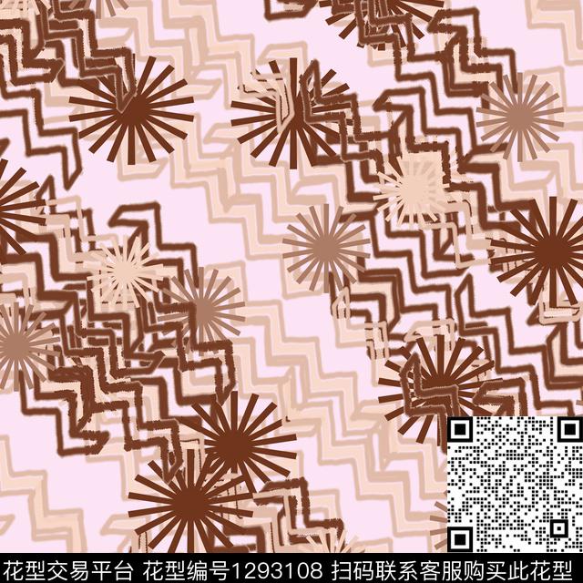 几何抽象条纹数码印花华亿平台下载（图片编号: 1293108） - 瓦栏（Walan）