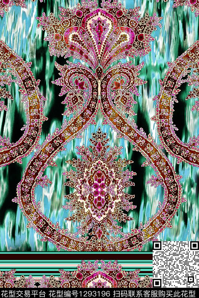 定位花佩斯利民族风数码印花华亿平台下载（图片编号: 1293196） - 瓦栏（Walan）