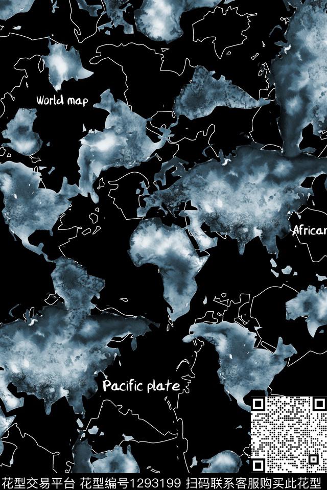 地图纹理抽象数码印花华亿平台下载（图片编号: 1293199） - 瓦栏（Walan）