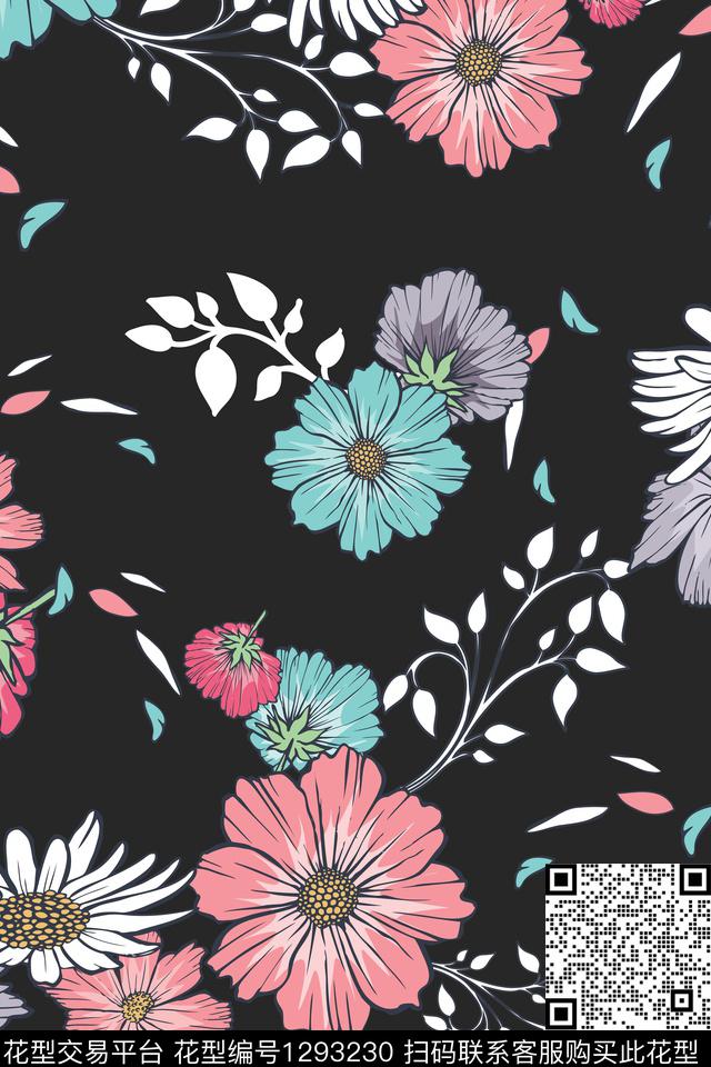 趋势华亿平台花卉花瓣传统印花华亿平台下载（图片编号: 1293230） - 瓦栏（Walan）