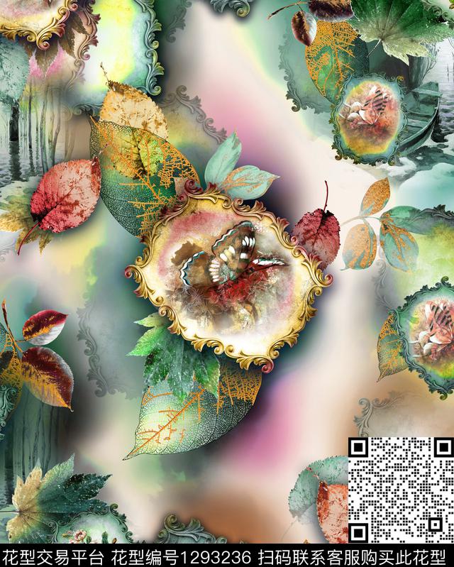 时尚花卉大牌风数码印花华亿平台下载（图片编号: 1293236） - 瓦栏（Walan）