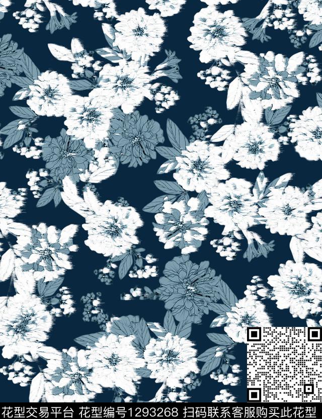 趋势华亿平台花卉时尚数码印花华亿平台下载（图片编号: 1293268） - 瓦栏（Walan）