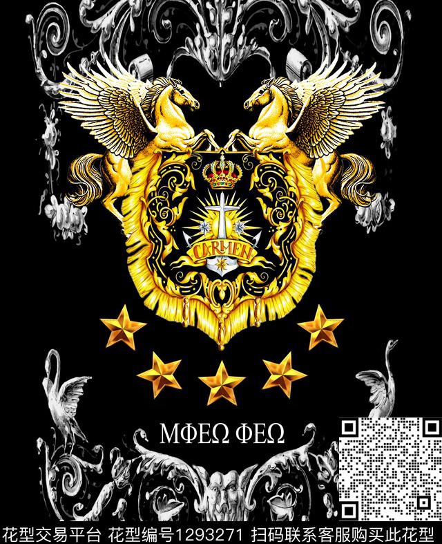 男装定位花字母飞马数码印花华亿平台下载（图片编号: 1293271） - 瓦栏（Walan）