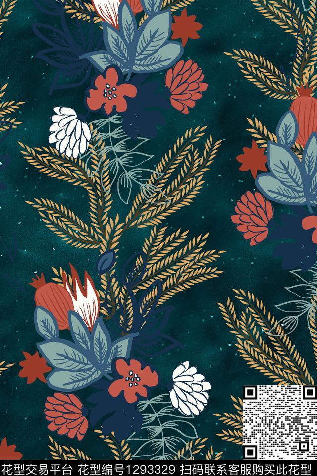 中国风华亿平台复古旗袍华亿平台朦胧底纹数码印花华亿平台下载（图片编号: 1293329） - 瓦栏（Walan）