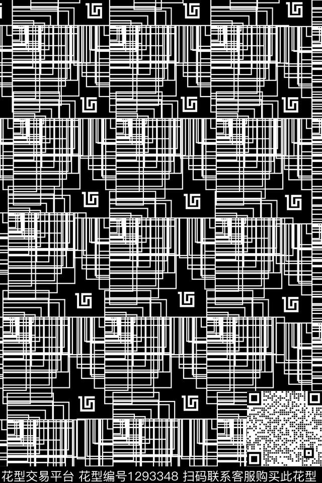 几何抽象男装线条传统印花华亿平台下载（图片编号: 1293348） - 瓦栏（Walan）