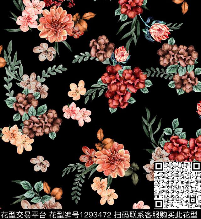 花卉欧美休闲数码印花华亿平台下载（图片编号: 1293472） - 瓦栏（Walan）