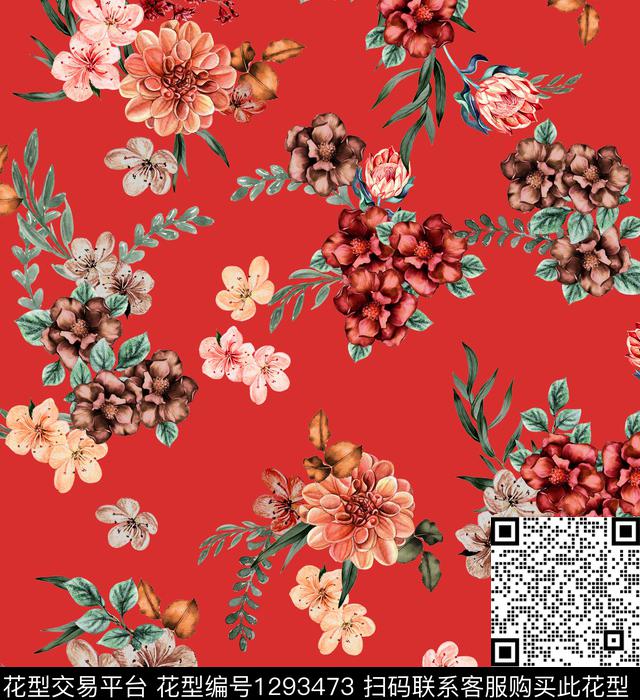 花卉欧美休闲数码印花华亿平台下载（图片编号: 1293473） - 瓦栏（Walan）