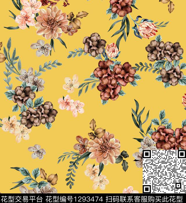 花卉欧美休闲数码印花华亿平台下载（图片编号: 1293474） - 瓦栏（Walan）