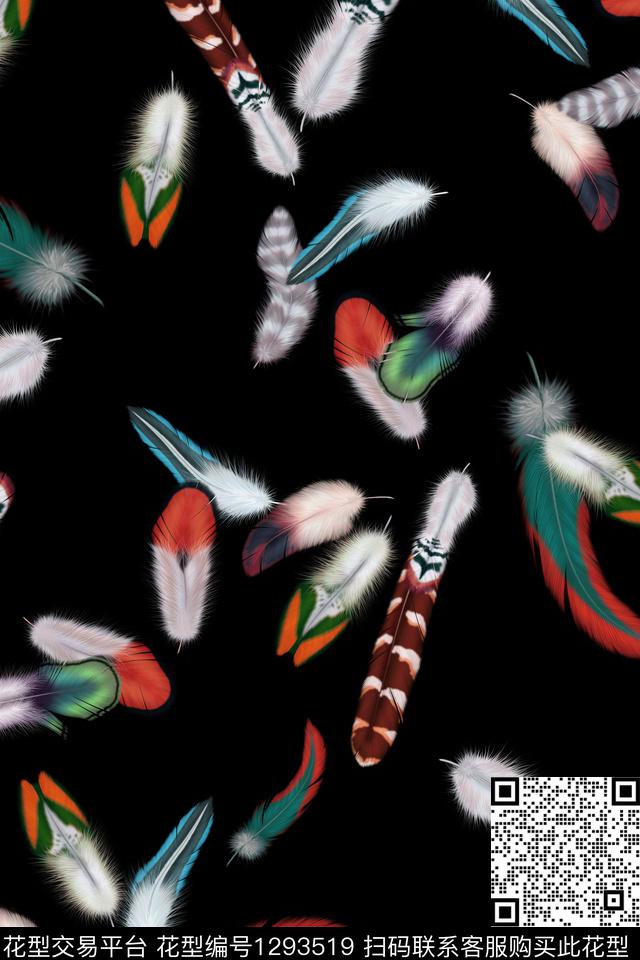 羽毛大牌风飘逸数码印花华亿平台下载（图片编号: 1293519） - 瓦栏（Walan）