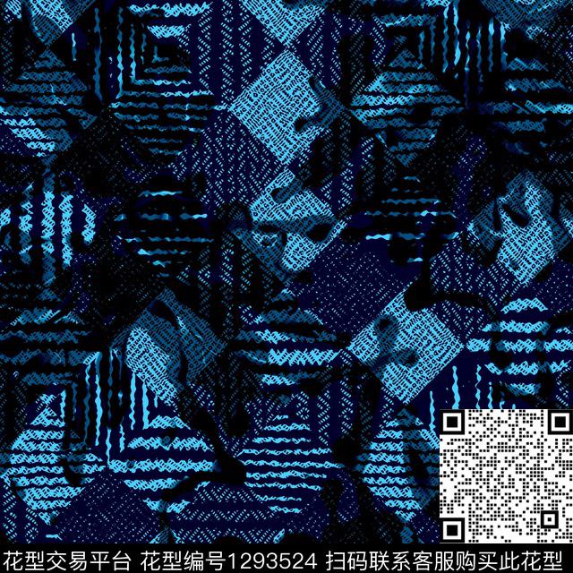 男装满版花几何艺术传统印花华亿平台下载（图片编号: 1293524） - 瓦栏（Walan）