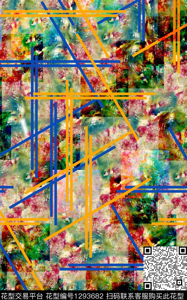 几何花卉波西米亚数码印花华亿平台下载（图片编号: 1293682） - 瓦栏（Walan）