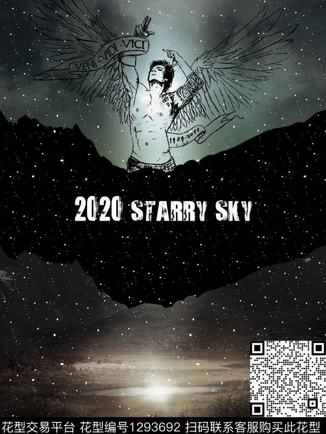 翅膀星空大牌风数码印花华亿平台下载（图片编号: 1293692） - 瓦栏（Walan）