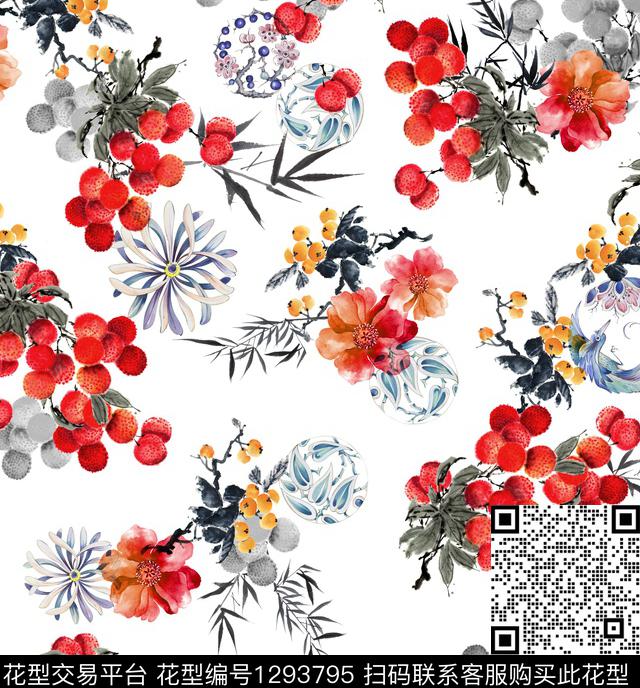 水果花卉大牌风数码印花华亿平台下载（图片编号: 1293795） - 瓦栏（Walan）