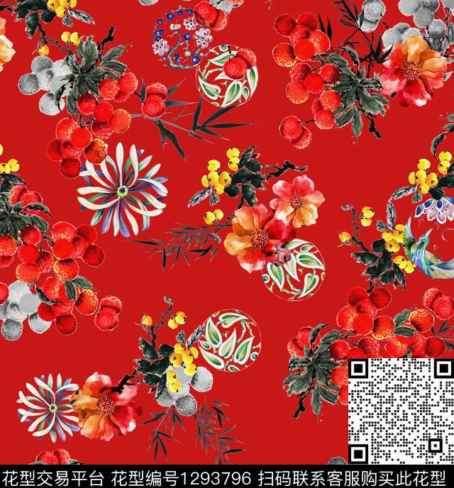 水果花卉大牌风数码印花华亿平台下载（图片编号: 1293796） - 瓦栏（Walan）