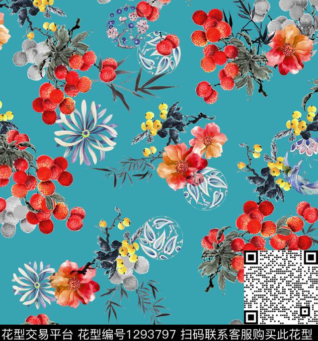 水果花卉大牌风数码印花华亿平台下载（图片编号: 1293797） - 瓦栏（Walan）