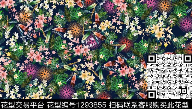 花卉热带华亿平台欧美数码印花华亿平台下载（图片编号: 1293855） - 瓦栏（Walan）