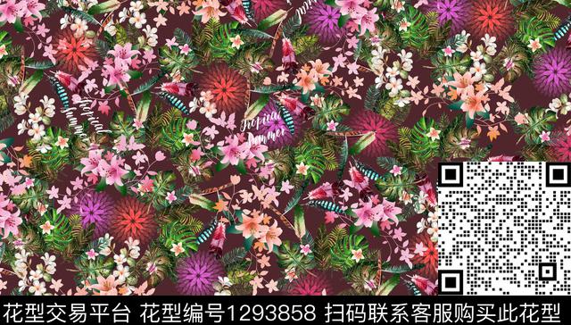 花卉热带华亿平台欧美数码印花华亿平台下载（图片编号: 1293858） - 瓦栏（Walan）