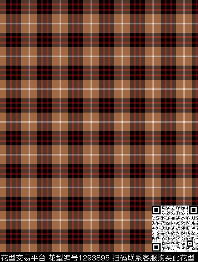格子大牌风满版散花传统印花华亿平台下载（图片编号: 1293895） - 瓦栏（Walan）