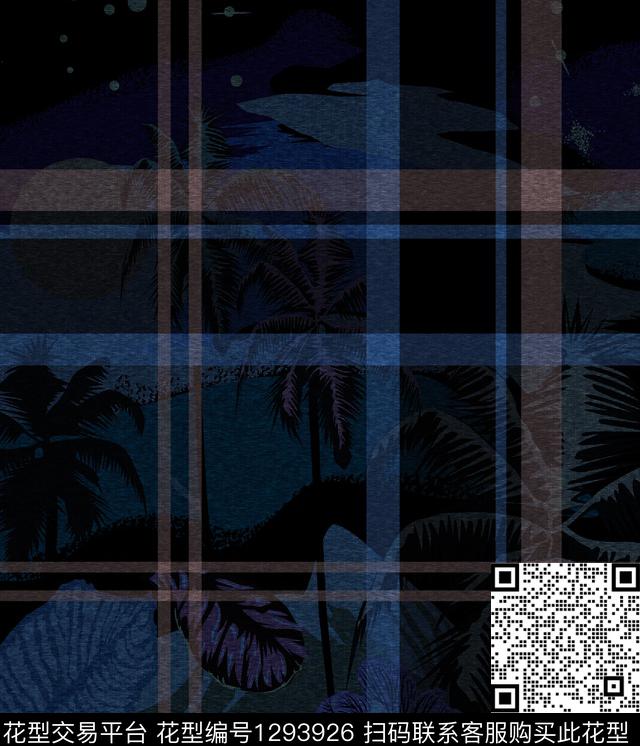 格子大牌风热带华亿平台数码印花华亿平台下载（图片编号: 1293926） - 瓦栏（Walan）