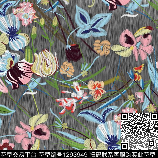 花卉绣花华亿平台肌理底数码印花华亿平台下载（图片编号: 1293949） - 瓦栏（Walan）