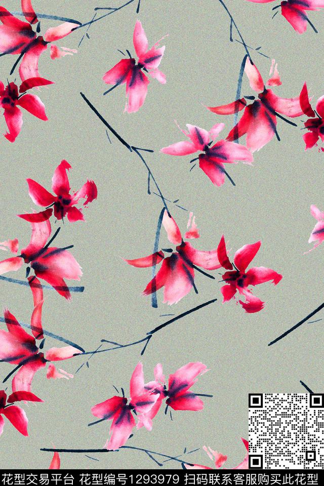 花卉旗袍中老年数码印花华亿平台下载（图片编号: 1293979） - 瓦栏（Walan）