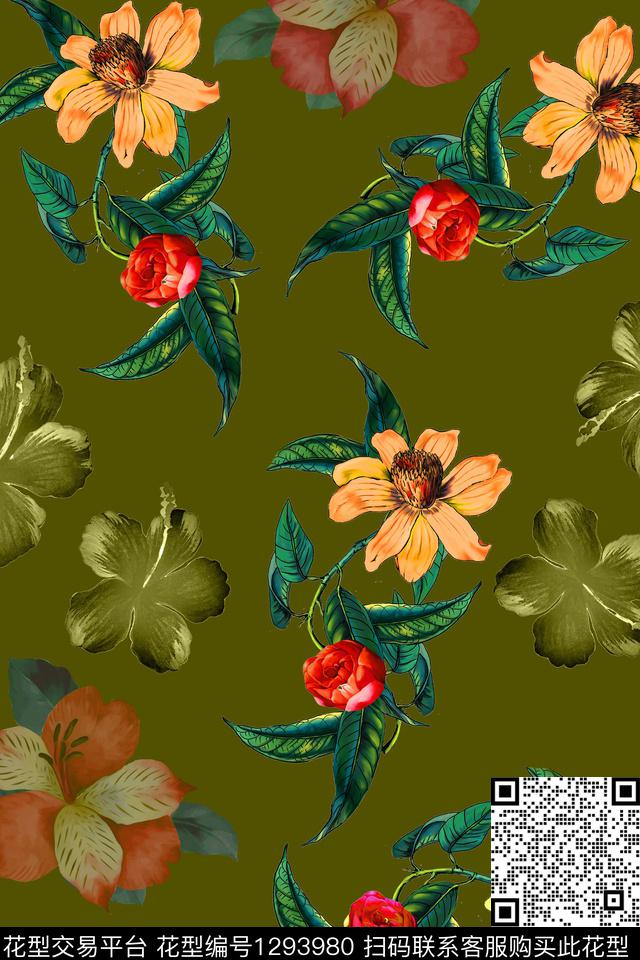 花卉旗袍中老年数码印花华亿平台下载（图片编号: 1293980） - 瓦栏（Walan）