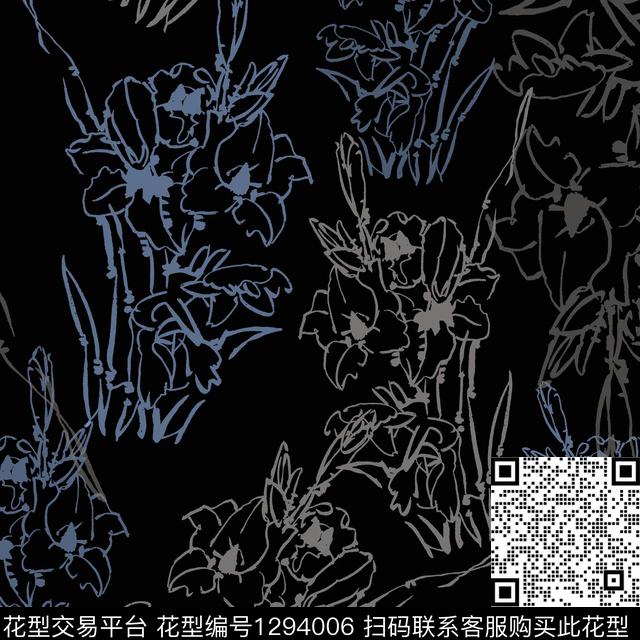 花卉扎染华亿平台手绘线条笔触传统印花华亿平台下载（图片编号: 1294006） - 瓦栏（Walan）