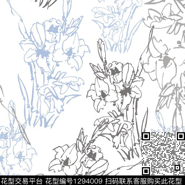 花卉扎染华亿平台手绘线条笔触传统印花华亿平台下载（图片编号: 1294009） - 瓦栏（Walan）
