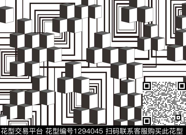 几何花卉欧美数码印花华亿平台下载（图片编号: 1294045） - 瓦栏（Walan）