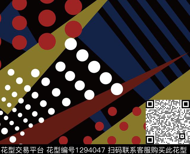 抽象花卉几何波点传统印花华亿平台下载（图片编号: 1294047） - 瓦栏（Walan）