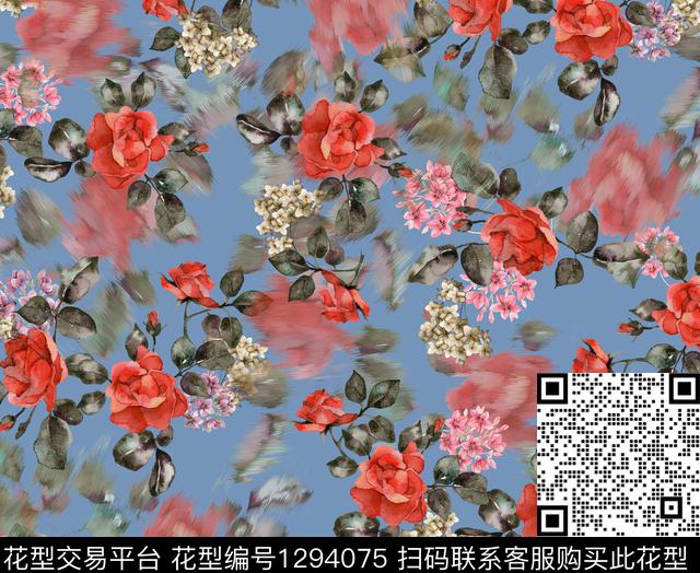 花卉大牌风欧美数码印花华亿平台下载（图片编号: 1294075） - 瓦栏（Walan）