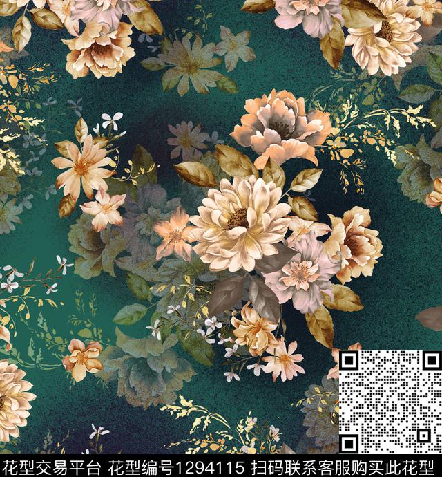 花卉香云纱休闲数码印花华亿平台下载（图片编号: 1294115） - 瓦栏（Walan）