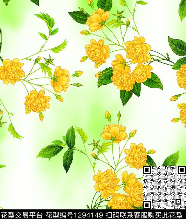 简约花卉数码印花华亿平台下载（图片编号: 1294149） - 瓦栏（Walan）