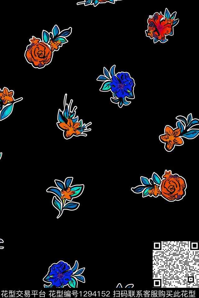 包金华亿平台扎染华亿平台手绘花卉数码印花华亿平台下载（图片编号: 1294152） - 瓦栏（Walan）