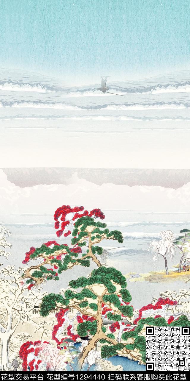 定位花真丝中国风数码印花华亿平台下载（图片编号: 1294440） - 瓦栏（Walan）