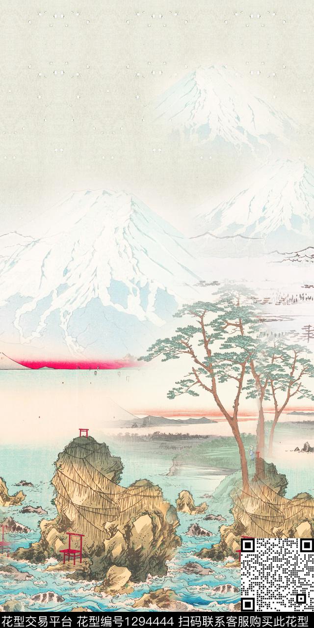 定位花真丝中国风数码印花华亿平台下载（图片编号: 1294444） - 瓦栏（Walan）