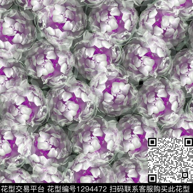 灰色花女装牡丹数码印花华亿平台下载（图片编号: 1294472） - 瓦栏（Walan）