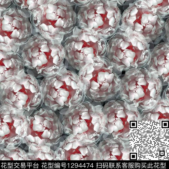 灰色花女装牡丹数码印花华亿平台下载（图片编号: 1294474） - 瓦栏（Walan）