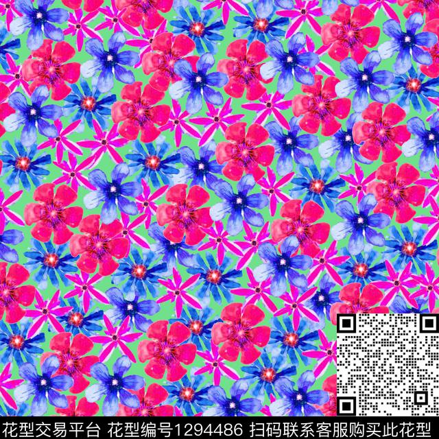 花卉欧美小碎花数码印花华亿平台下载（图片编号: 1294486） - 瓦栏（Walan）