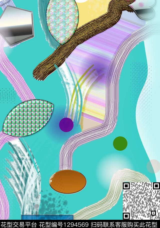 几何3D立体抽象数码印花华亿平台下载（图片编号: 1294569） - 瓦栏（Walan）