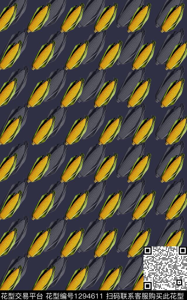几何趣味玉米传统印花华亿平台下载（图片编号: 1294611） - 瓦栏（Walan）