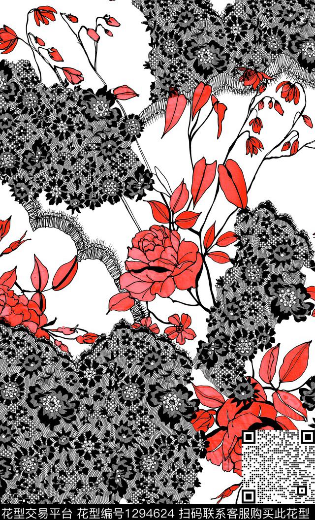 潮牌大牌风抽象传统印花华亿平台下载（图片编号: 1294624） - 瓦栏（Walan）