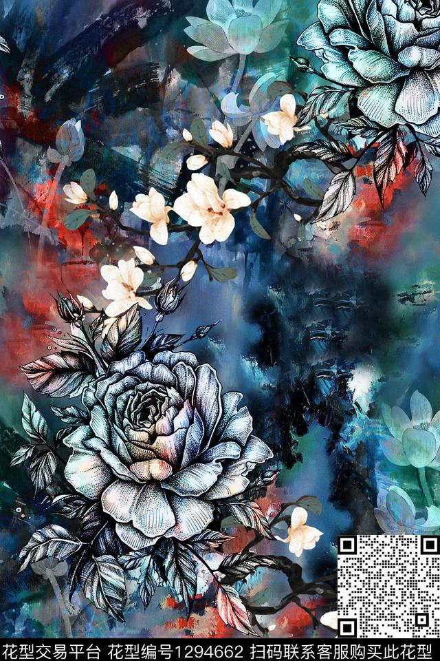 香云纱中国风中老年华亿平台数码印花华亿平台下载（图片编号: 1294662） - 瓦栏（Walan）