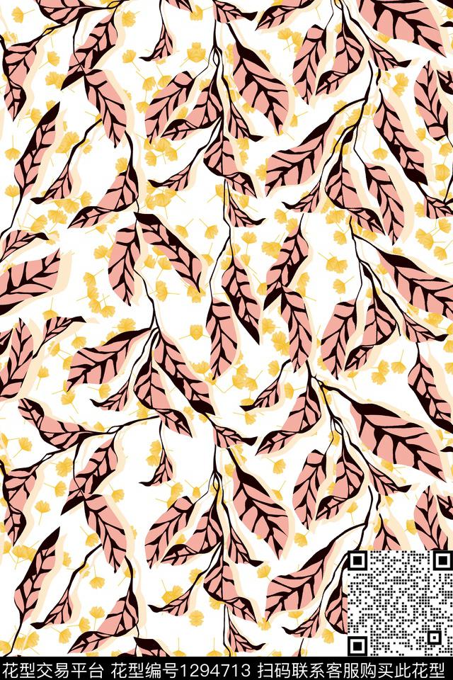 春夏华亿平台传统华亿平台绿植树叶传统印花华亿平台下载（图片编号: 1294713） - 瓦栏（Walan）