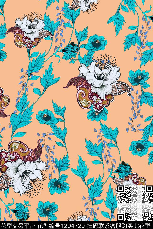 花卉春夏华亿平台传统华亿平台传统印花华亿平台下载（图片编号: 1294720） - 瓦栏（Walan）