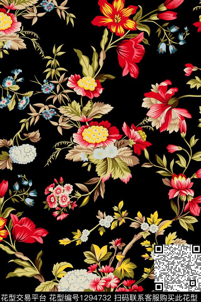 花卉大牌风雕印华亿平台数码印花华亿平台下载（图片编号: 1294732） - 瓦栏（Walan）