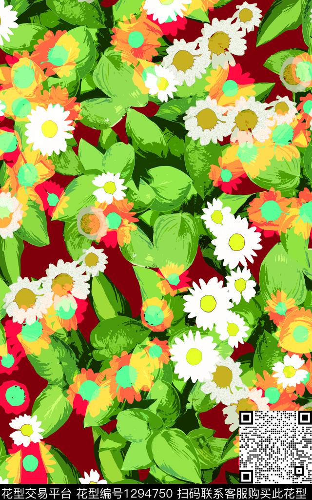 趋势华亿平台花瓶灰色花数码印花华亿平台下载（图片编号: 1294750） - 瓦栏（Walan）