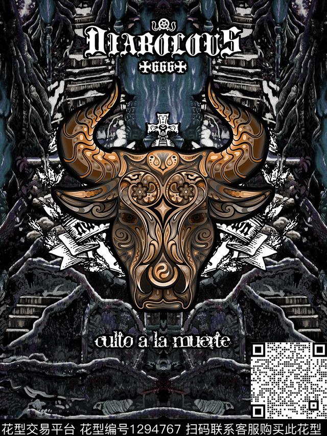 牛复古潮牌数码印花华亿平台下载（图片编号: 1294767） - 瓦栏（Walan）