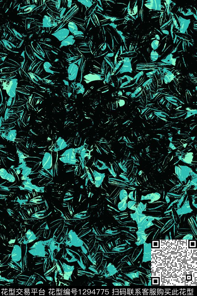 灰色花蓝色秋冬华亿平台传统印花华亿平台下载（图片编号: 1294775） - 瓦栏（Walan）