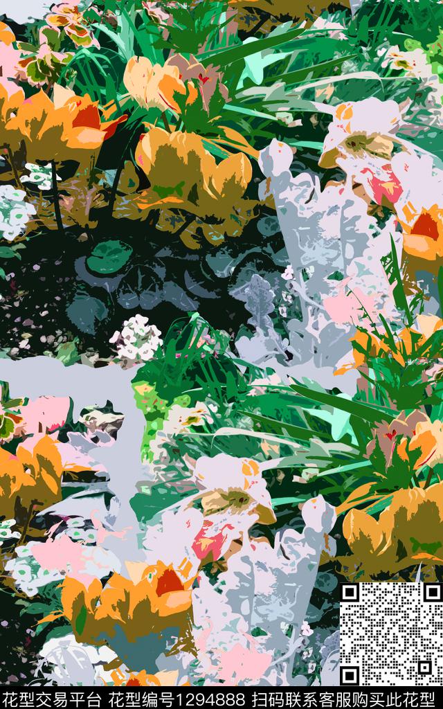 趋势华亿平台花瓶女装数码印花华亿平台下载（图片编号: 1294888） - 瓦栏（Walan）